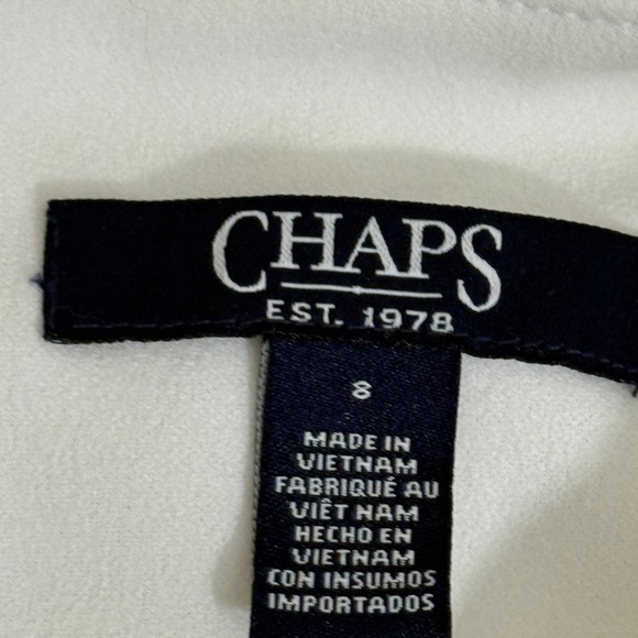 Chaps White Flutter Sleeve A-Line Dress sz 8 - Picture 7 of 9